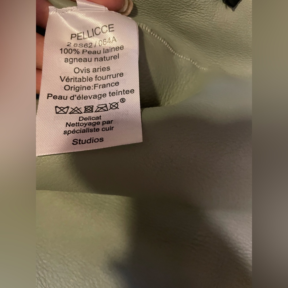 PELLICCE FUR shearling lamb skin Grayish Mint stunning !!! $980 - Picture 6 of 7